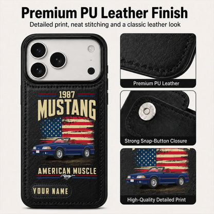 1987 Mustang Personalized Leather Wallet Phone Case