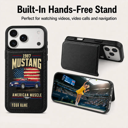 1987 Mustang Personalized Leather Wallet Phone Case