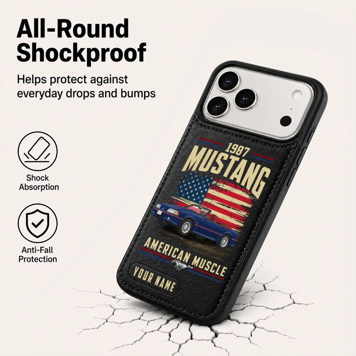1987 Mustang Personalized Leather Wallet Phone Case