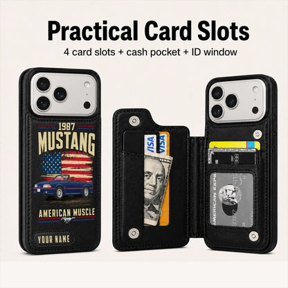 1987 Mustang Personalized Leather Wallet Phone Case