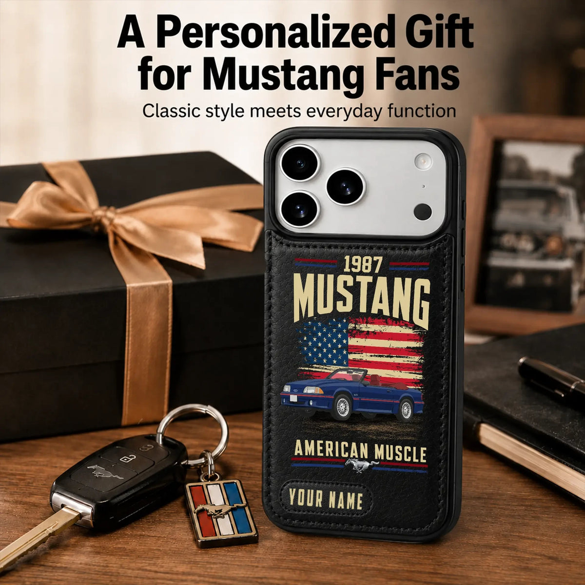 1987 Mustang Personalized Leather Wallet Phone Case
