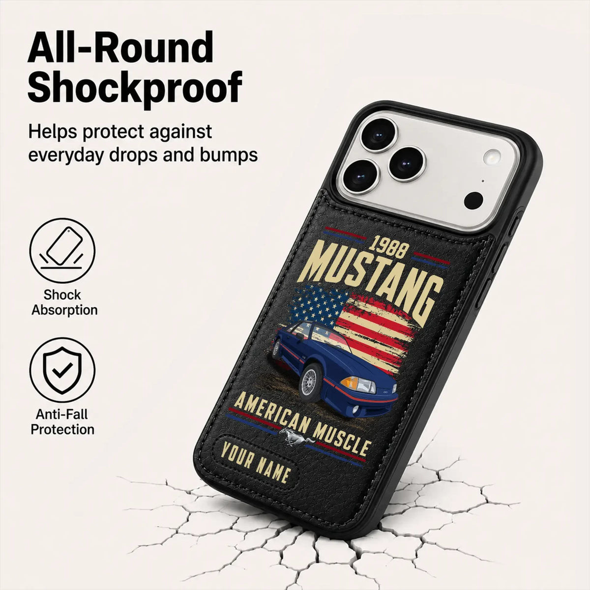 1988 Mustang Personalized Leather Wallet Phone Case