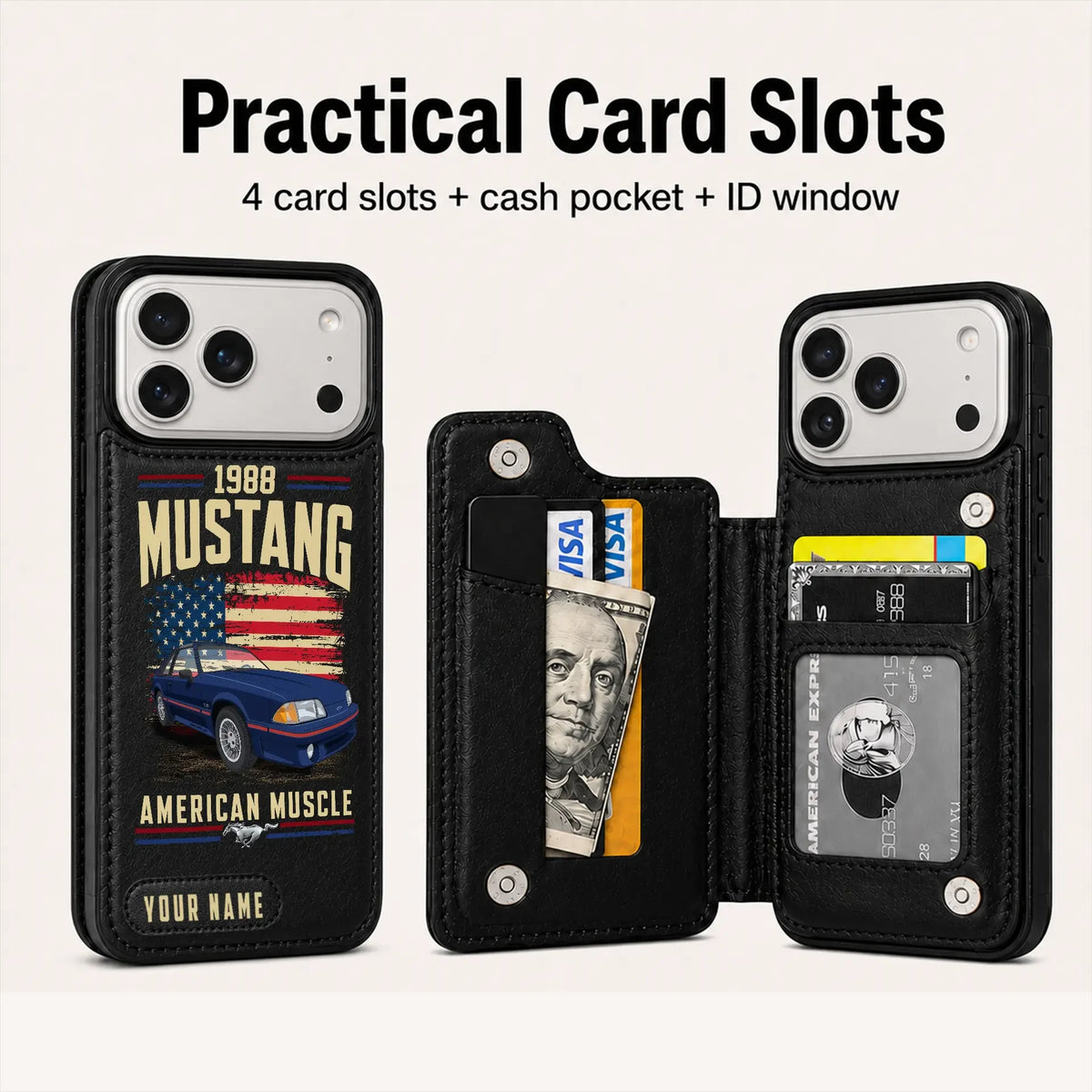 1988 Mustang Personalized Leather Wallet Phone Case