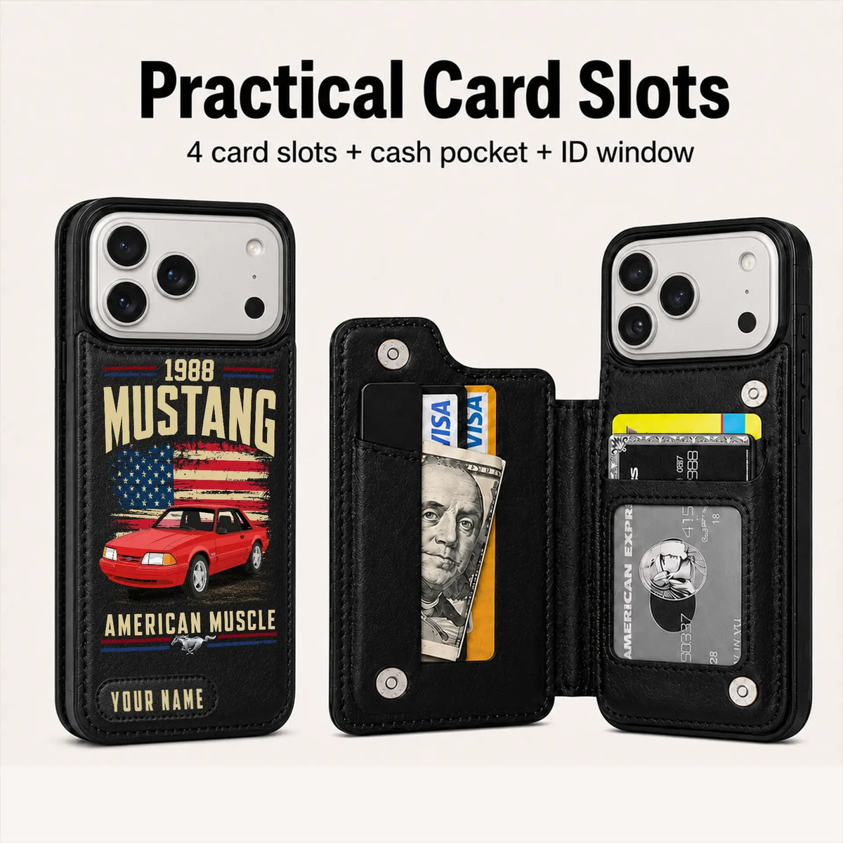 1988 Mustang Personalized Leather Wallet Phone Case