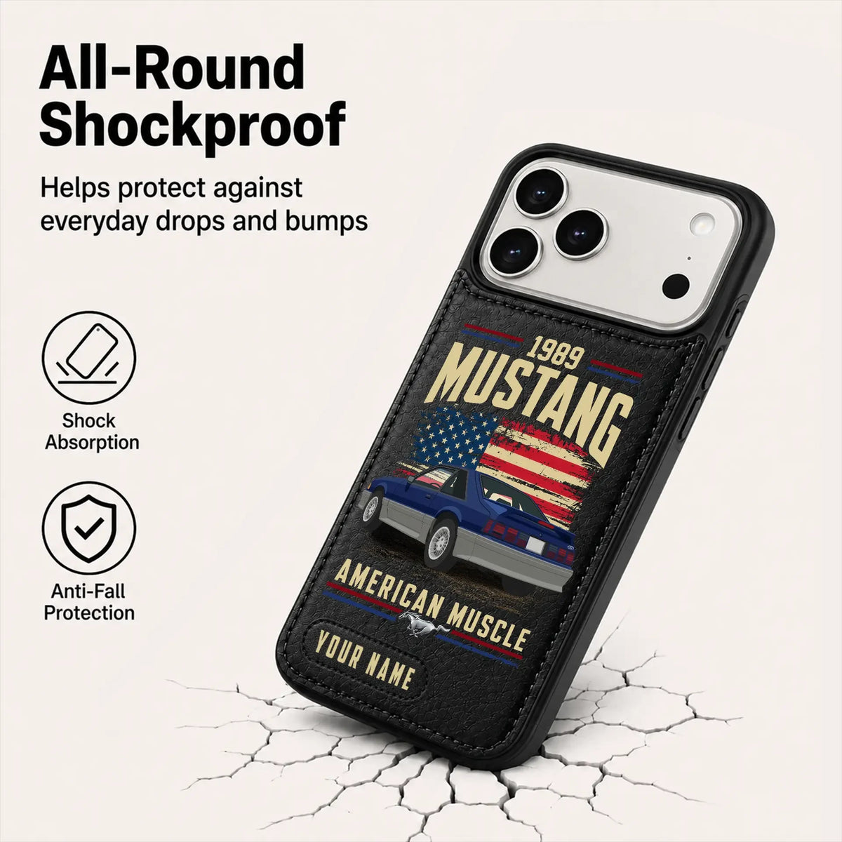 1989 Mustang Personalized Leather Wallet Phone Case