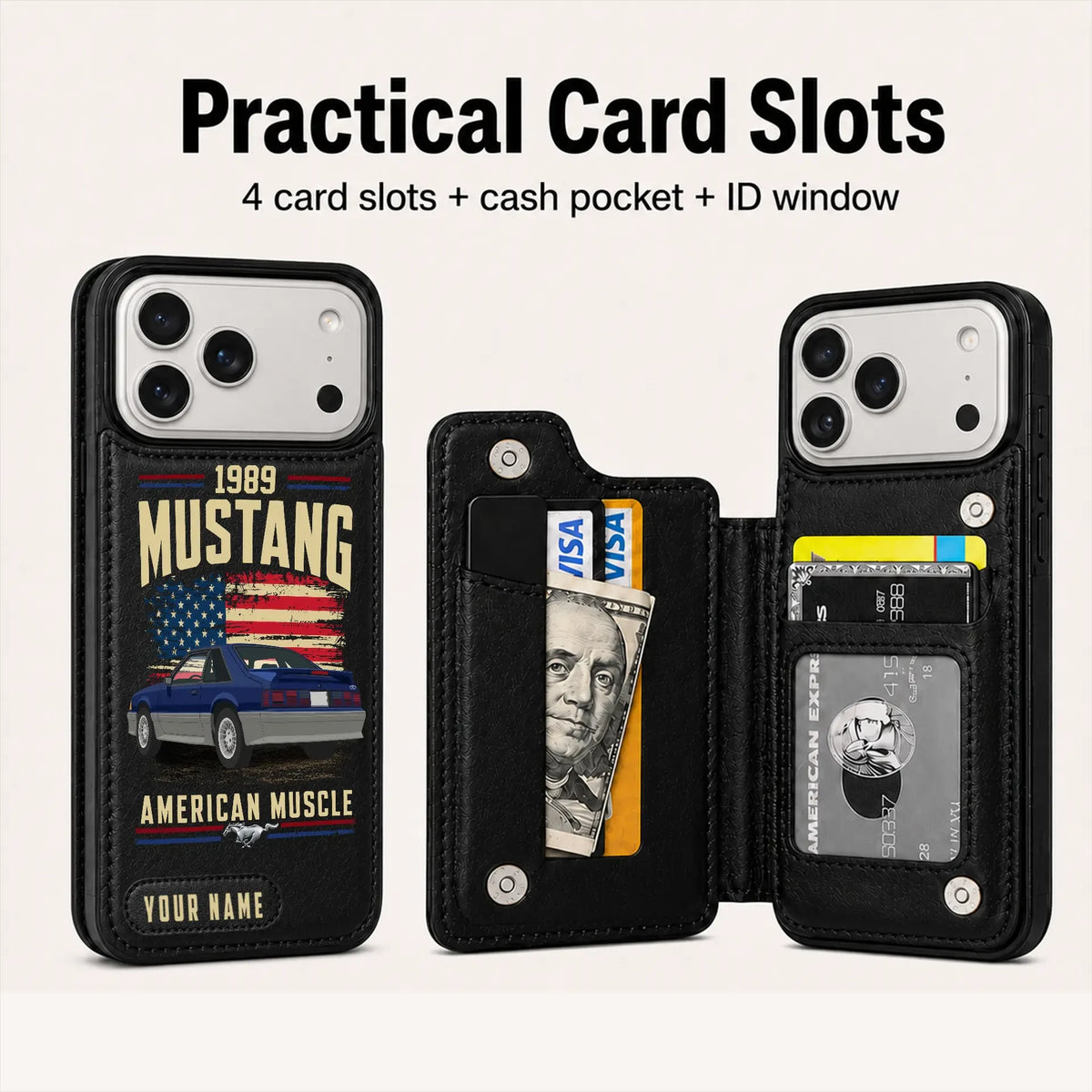 1989 Mustang Personalized Leather Wallet Phone Case