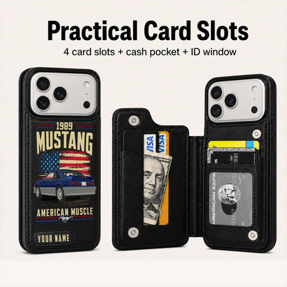 1989 Mustang Personalized Leather Wallet Phone Case