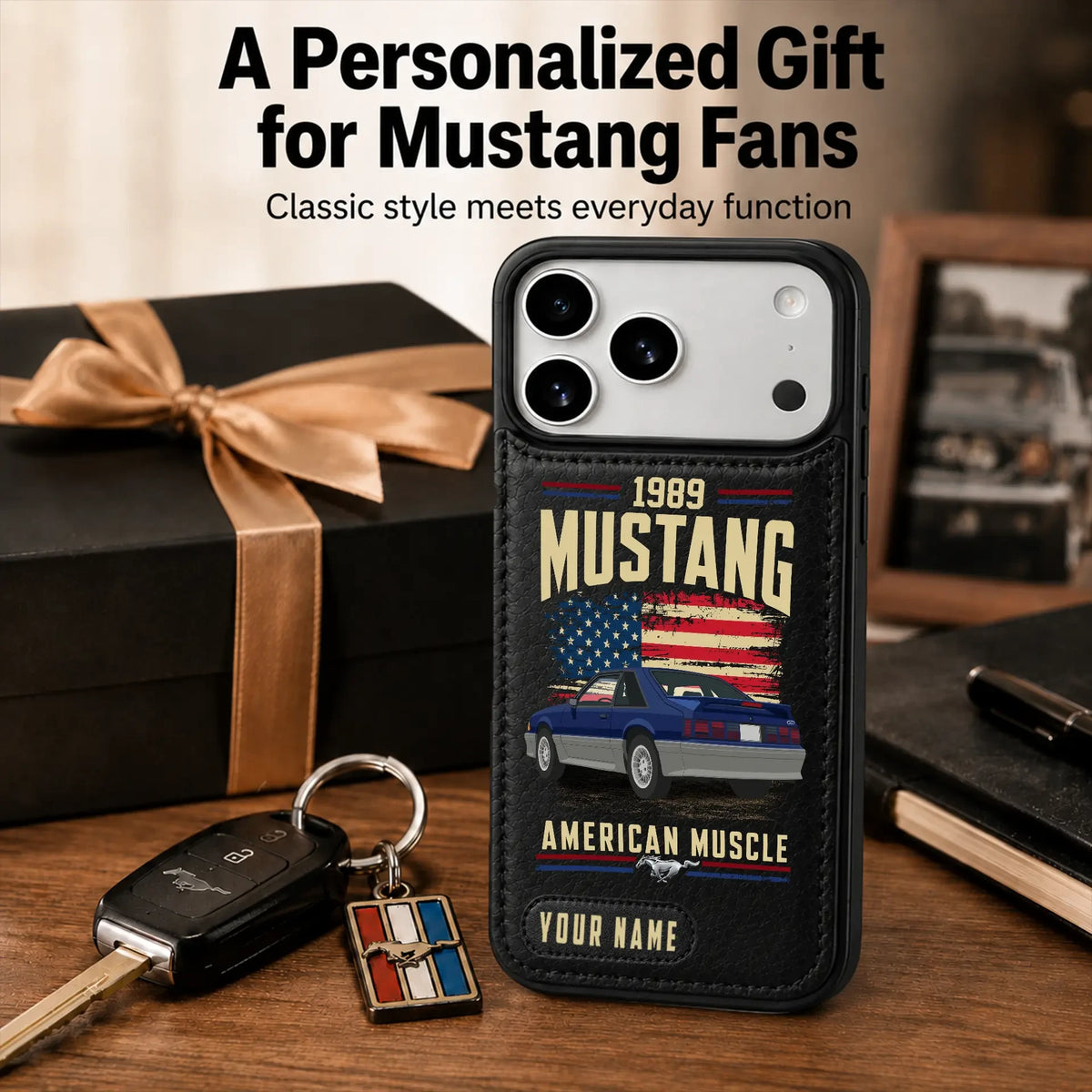 1989 Mustang Personalized Leather Wallet Phone Case
