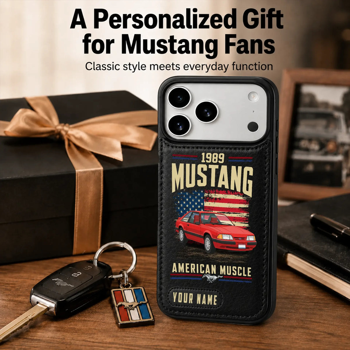 1989 Mustang Personalized Leather Wallet Phone Case