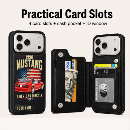 1990 Mustang Personalized Leather Wallet Phone Case