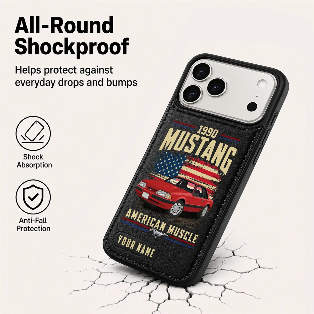 1990 Mustang Personalized Leather Wallet Phone Case