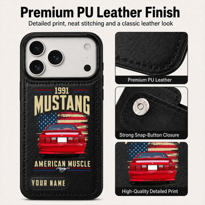 1991 Mustang Personalized Leather Wallet Phone Case
