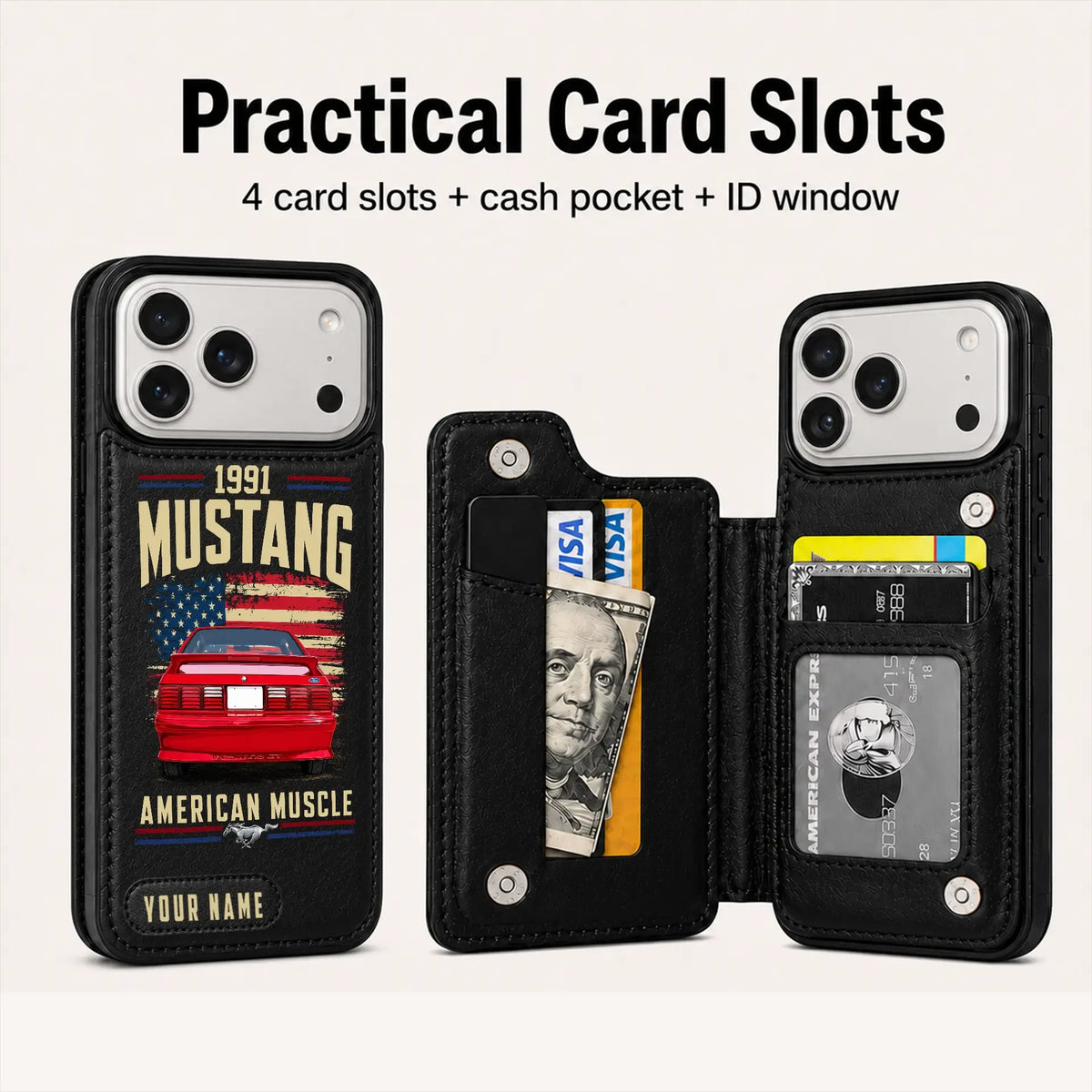 1991 Mustang Personalized Leather Wallet Phone Case