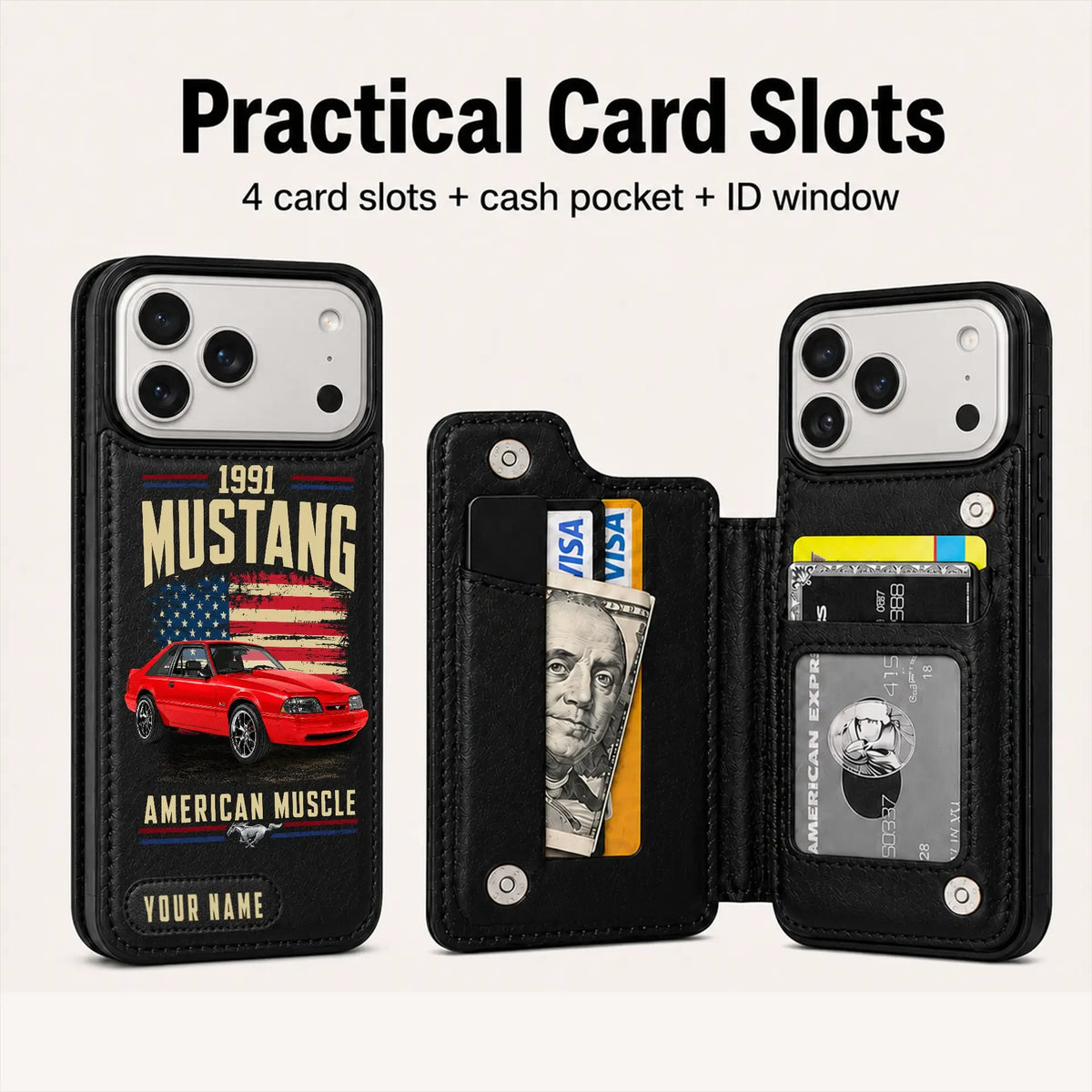 1991 Mustang Personalized Leather Wallet Phone Case