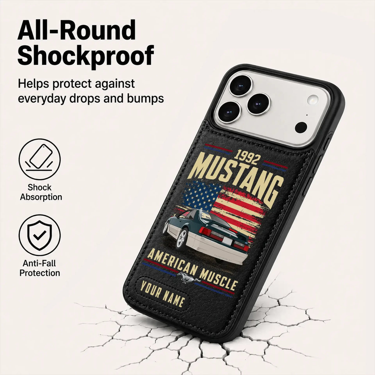 1992 Mustang Personalized Leather Wallet Phone Case