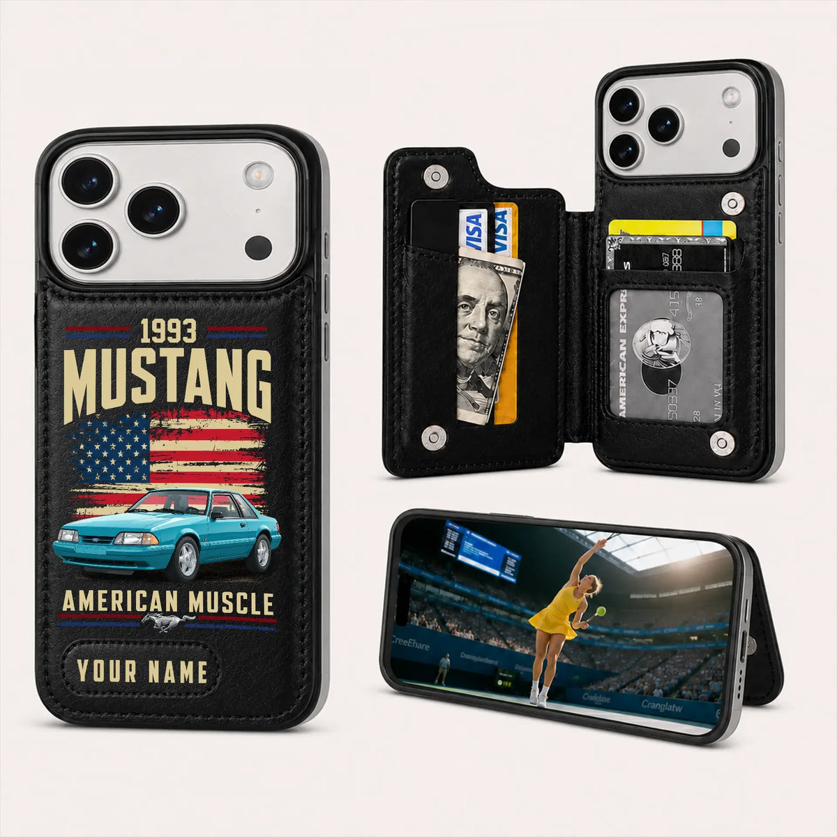 1993 Mustang Personalized Leather Wallet Phone Case