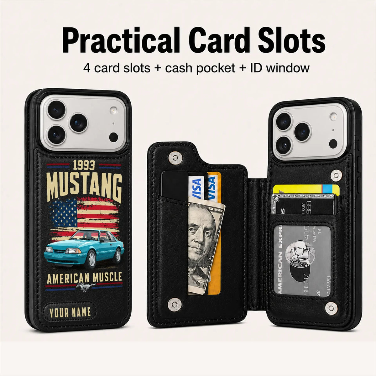 1993 Mustang Personalized Leather Wallet Phone Case