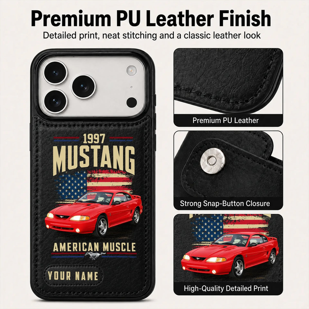 1997 Mustang Personalized Leather Wallet Phone Case