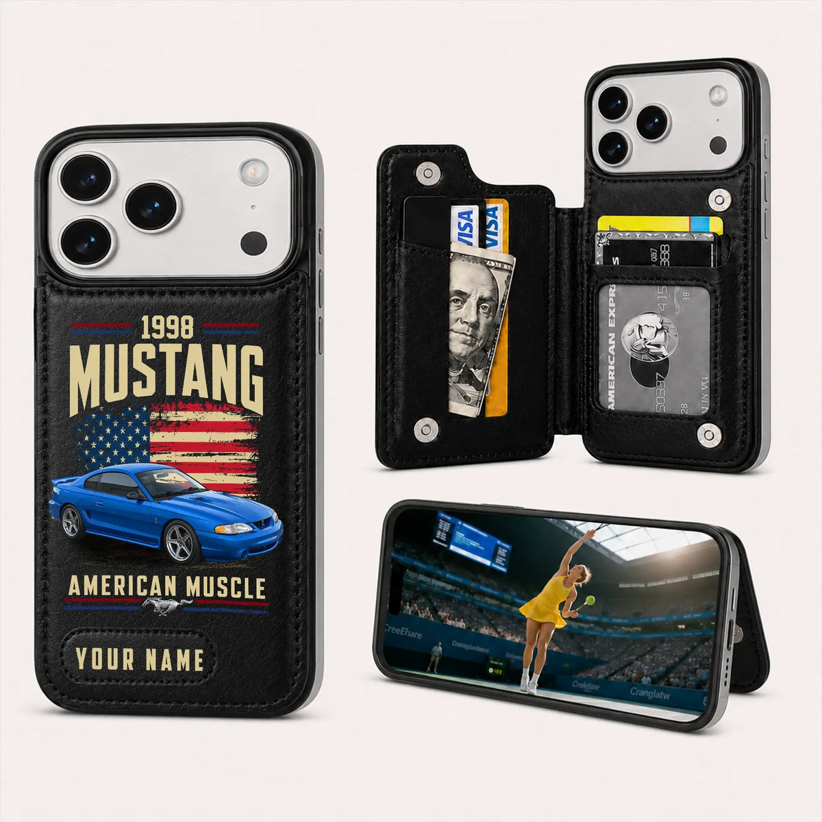 1998 Mustang Personalized Leather Wallet Phone Case