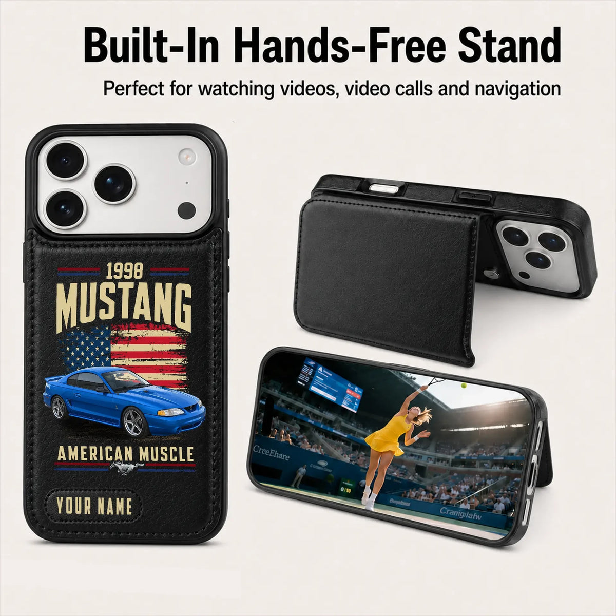 1998 Mustang Personalized Leather Wallet Phone Case