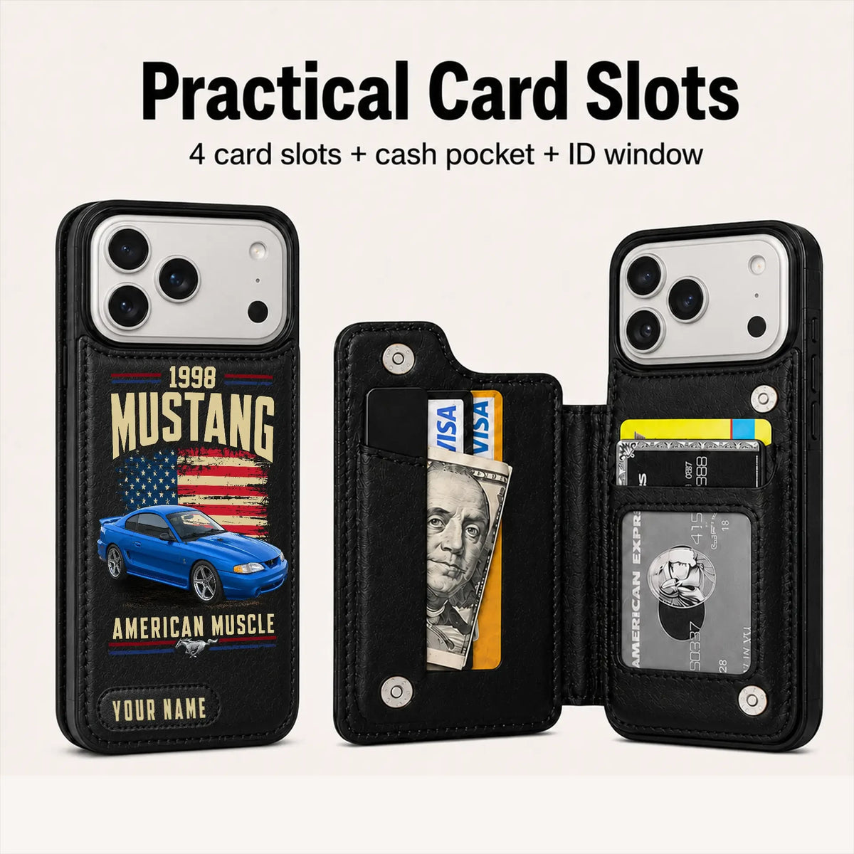 1998 Mustang Personalized Leather Wallet Phone Case