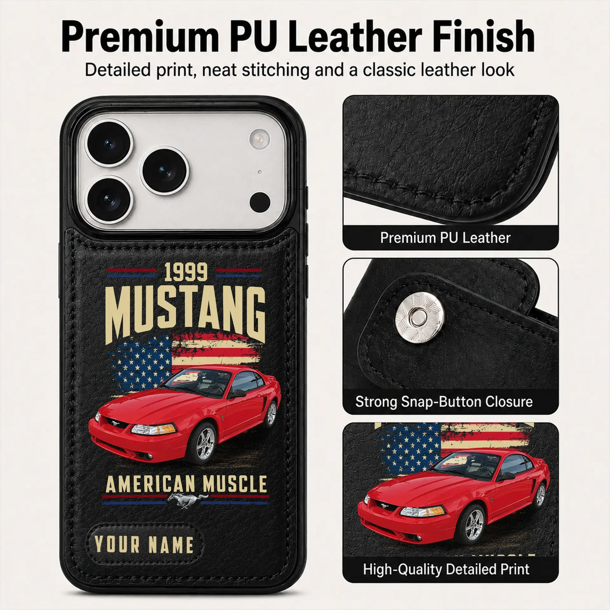 1999 Mustang Personalized Leather Wallet Phone Case