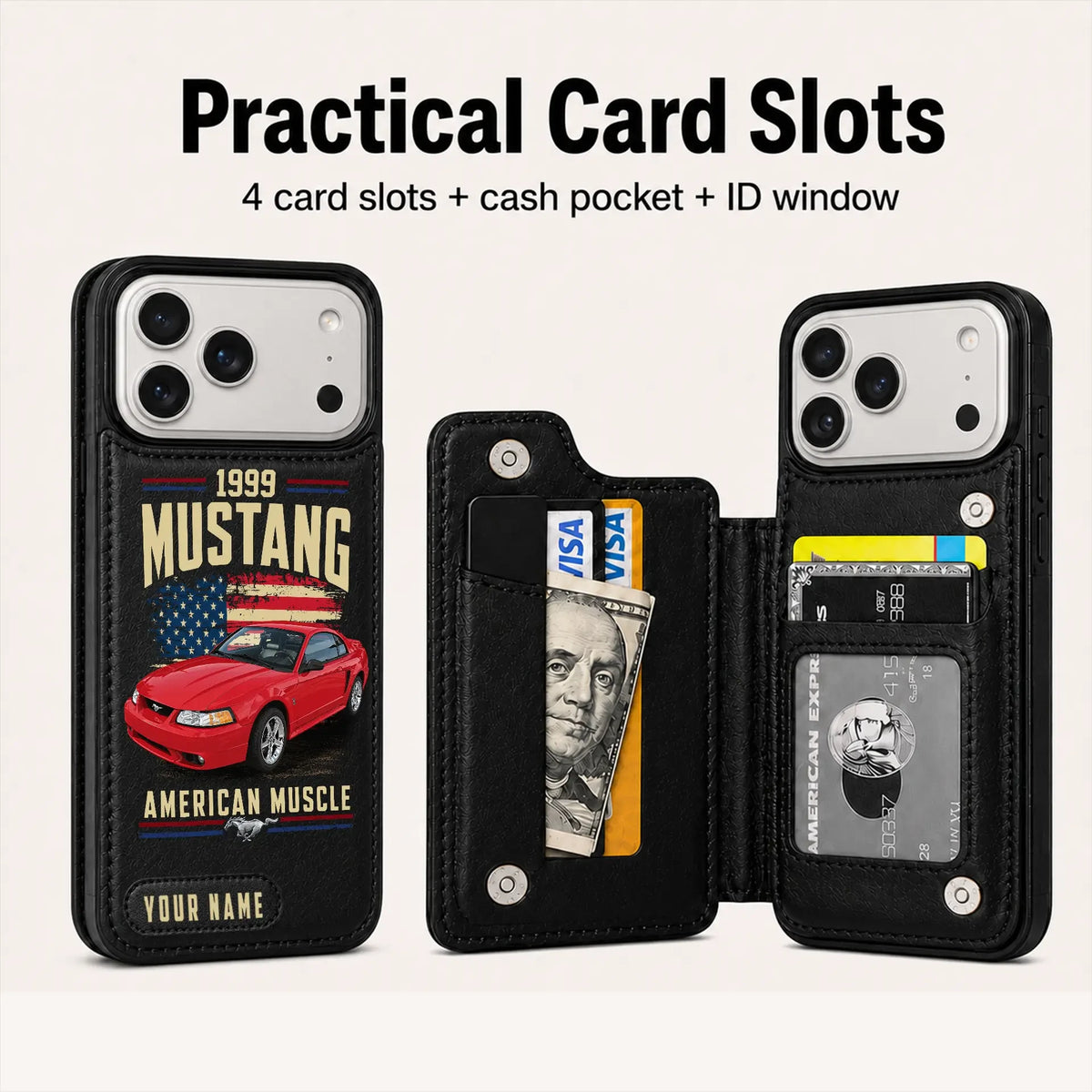 1999 Mustang Personalized Leather Wallet Phone Case