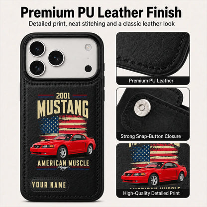 2001 Mustang Personalized Leather Wallet Phone Case