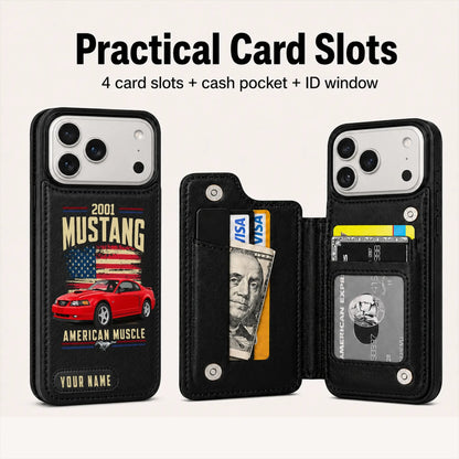 2001 Mustang Personalized Leather Wallet Phone Case