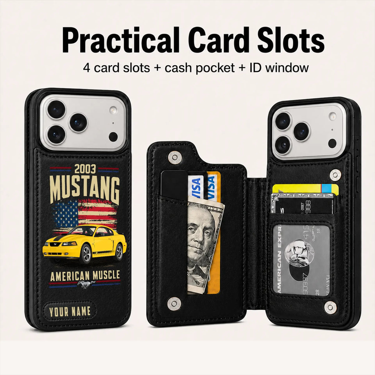 2003 Mustang Personalized Leather Wallet Phone Case