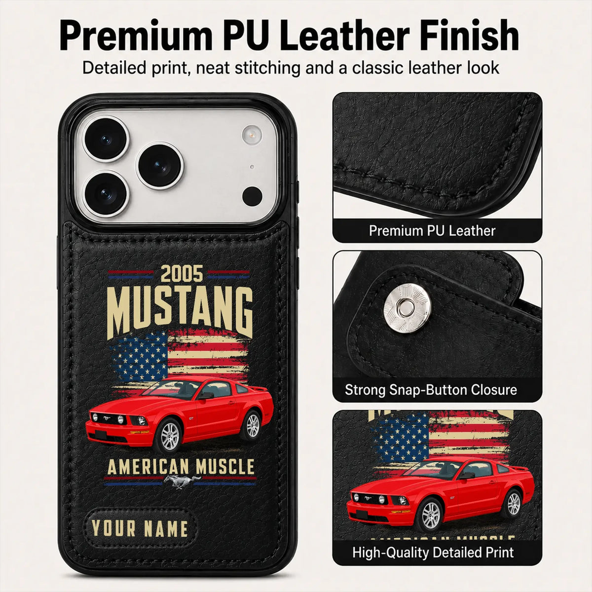2005 Mustang Personalized Leather Wallet Phone Case