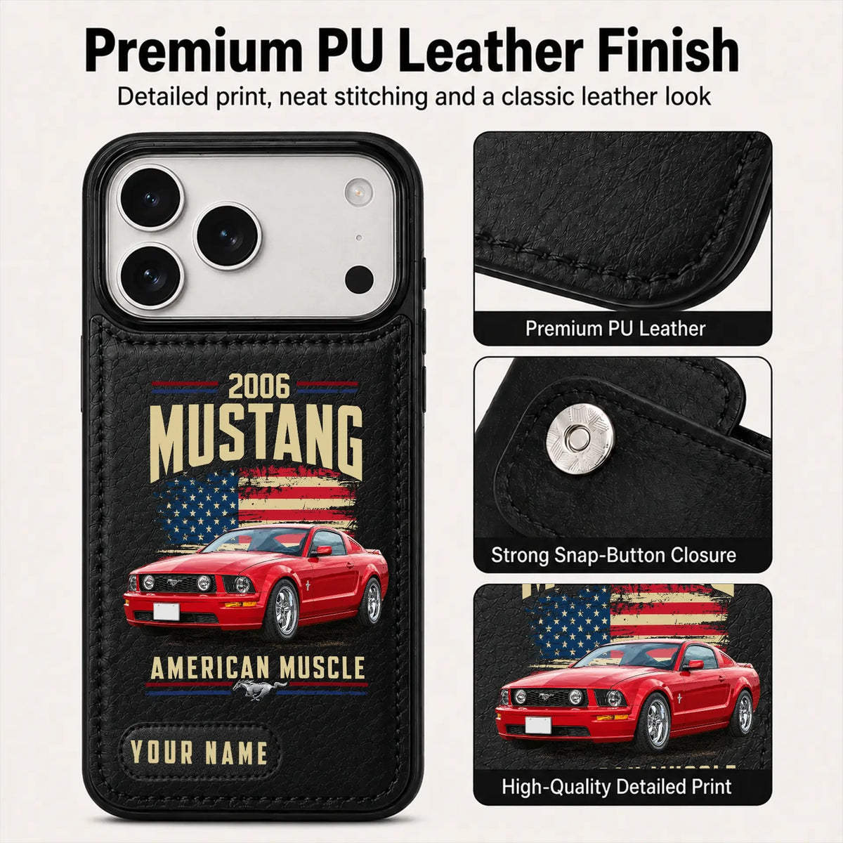 2006 Mustang Personalized Leather Wallet Phone Case