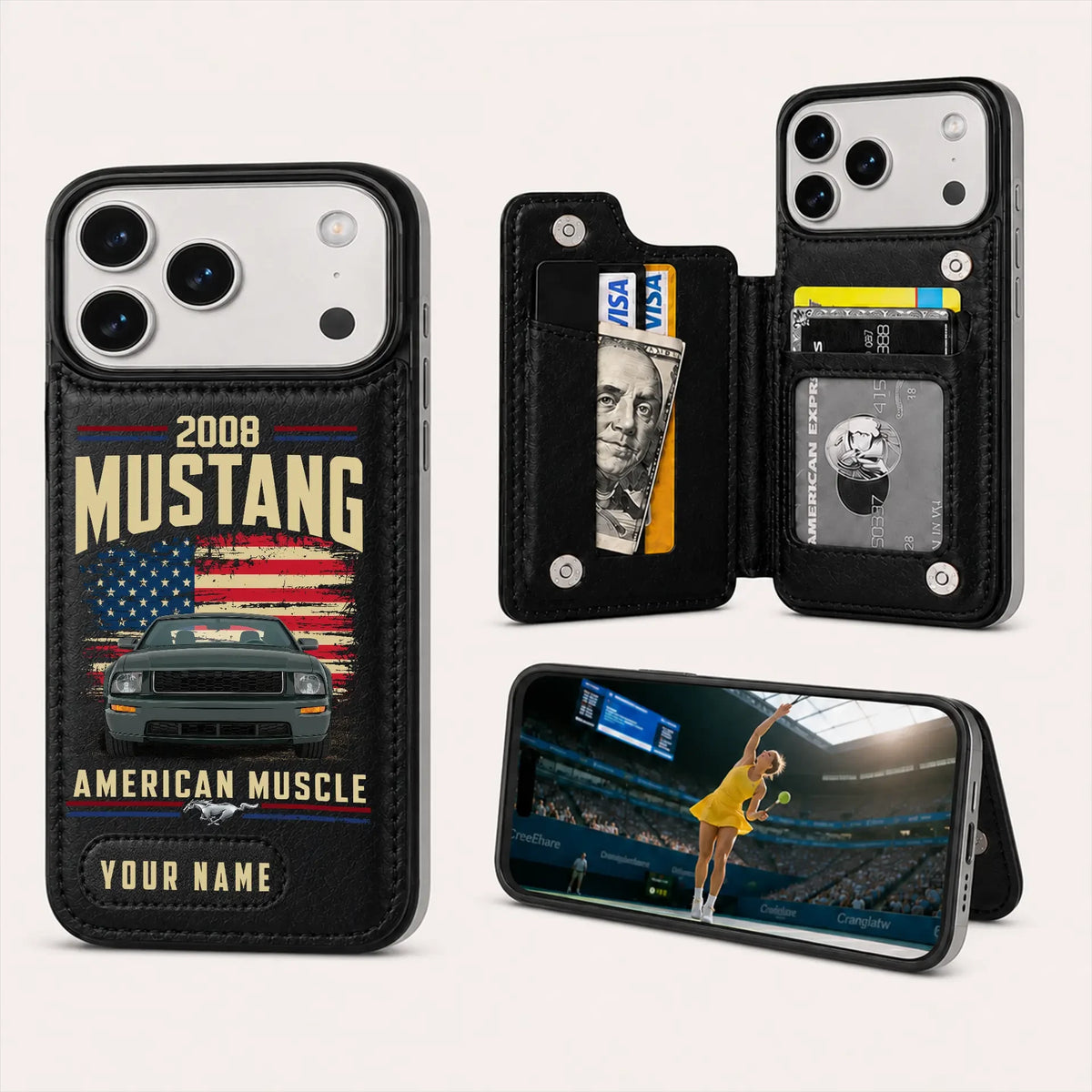 2008 Mustang Personalized Leather Wallet Phone Case