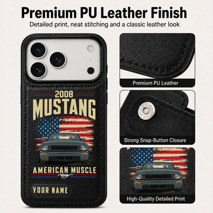 2008 Mustang Personalized Leather Wallet Phone Case
