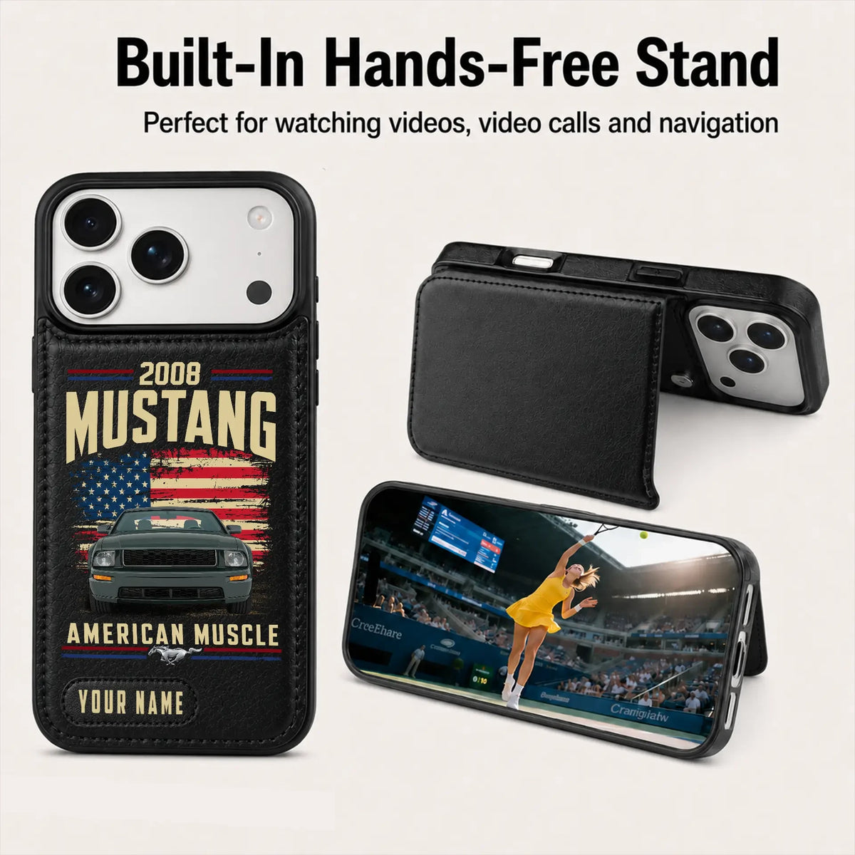 2008 Mustang Personalized Leather Wallet Phone Case