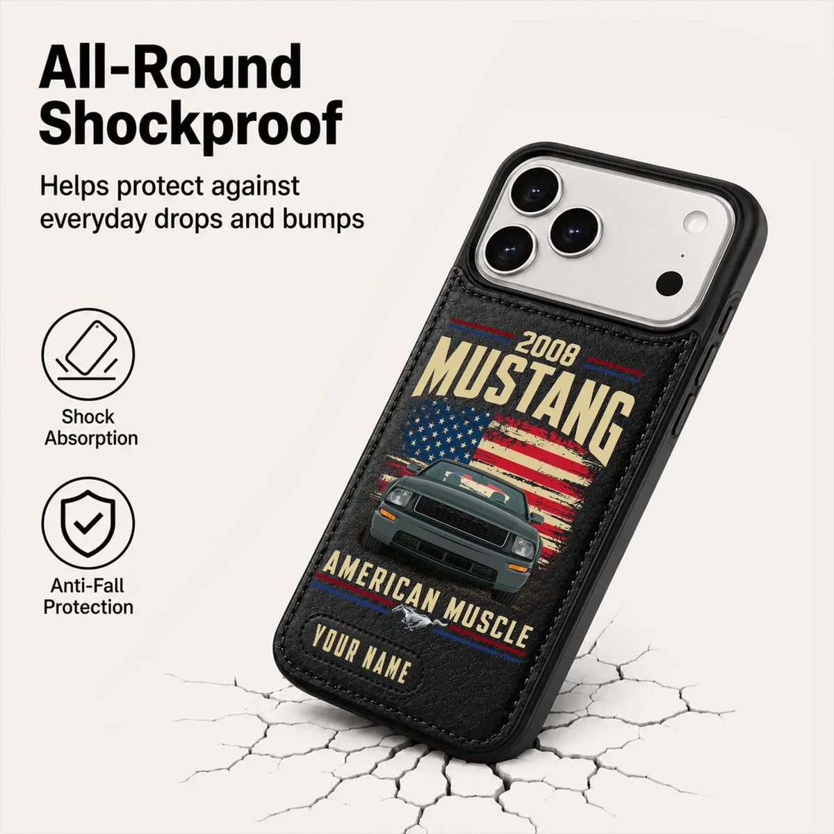 2008 Mustang Personalized Leather Wallet Phone Case