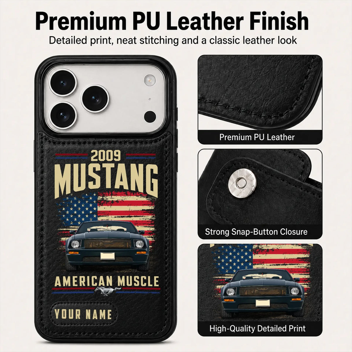 2009 Mustang Personalized Leather Wallet Phone Case
