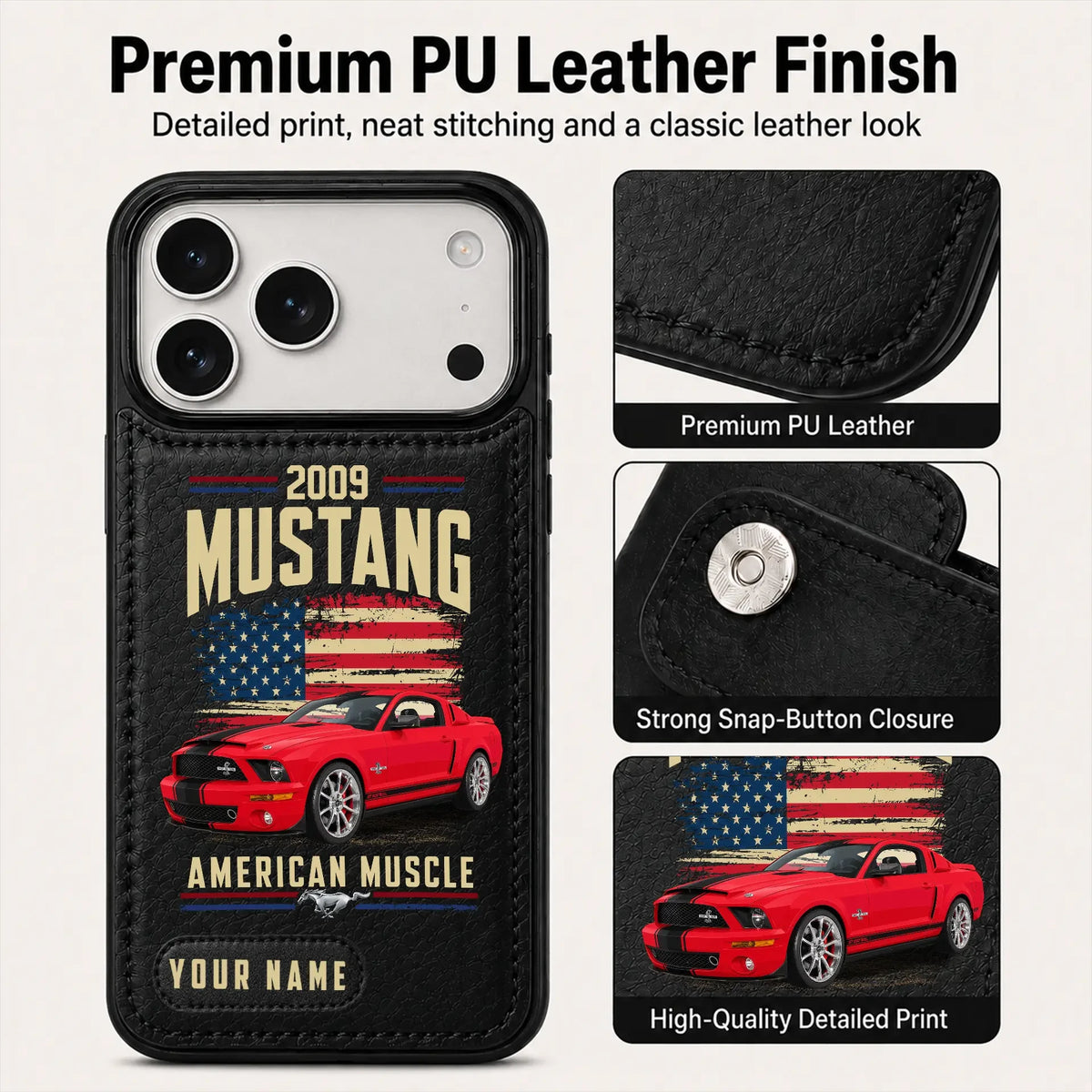 2009 Mustang Personalized Leather Wallet Phone Case
