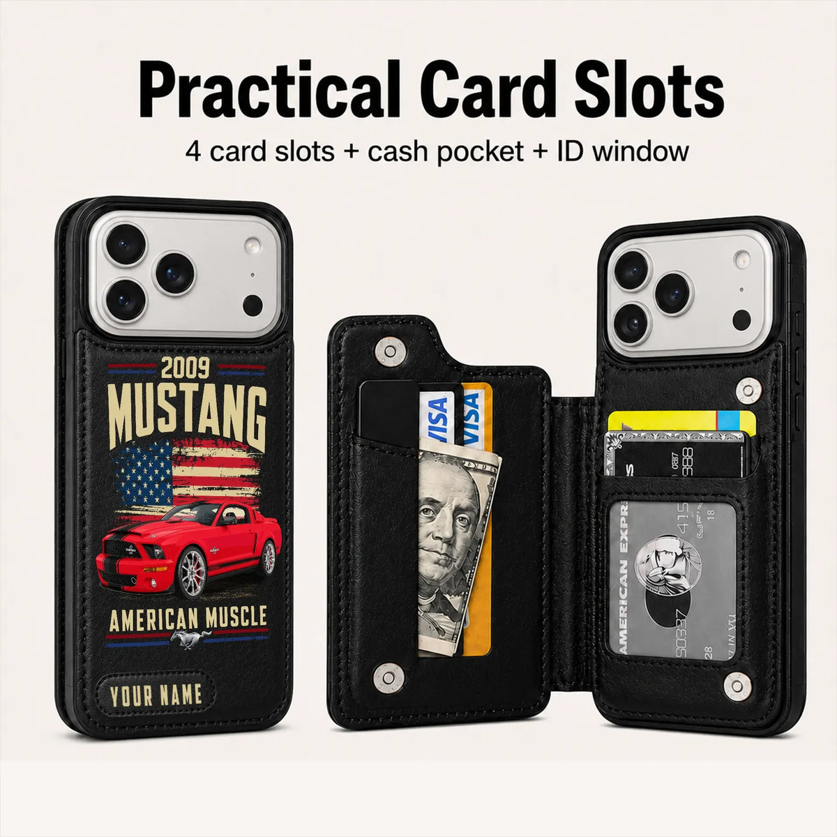 2009 Mustang Personalized Leather Wallet Phone Case