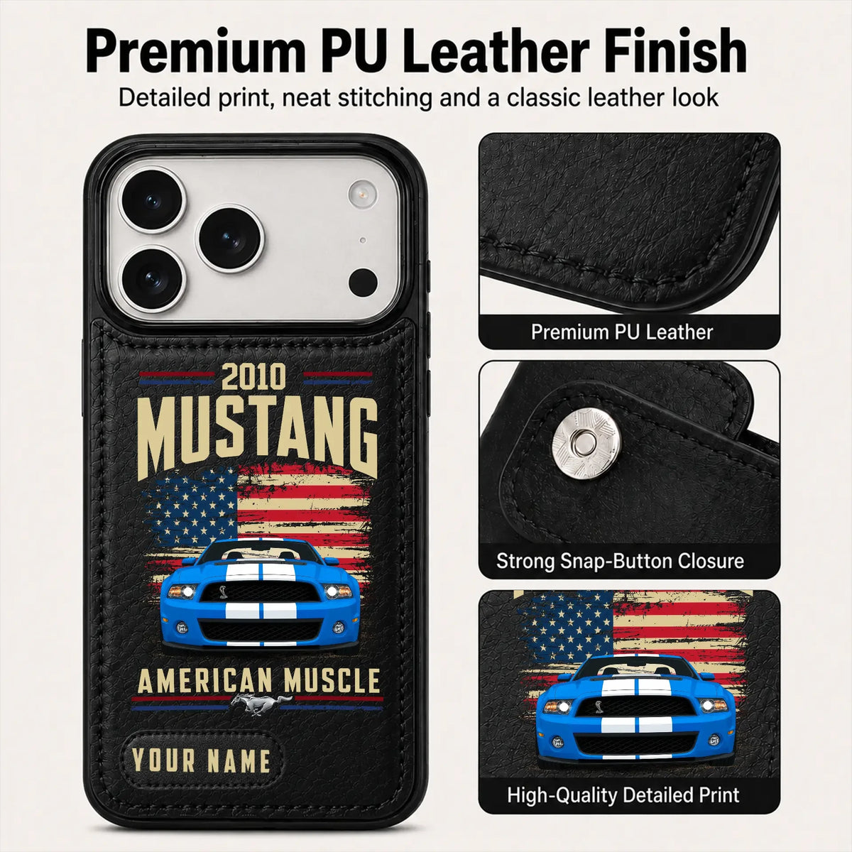 2010 Mustang Personalized Leather Wallet Phone Case