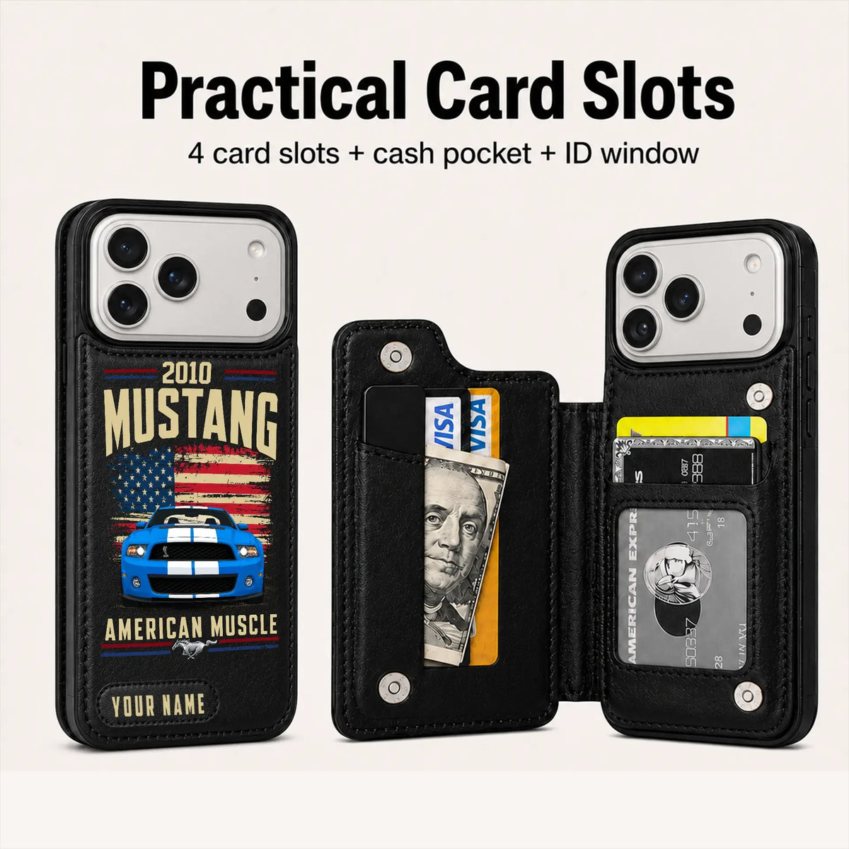 2010 Mustang Personalized Leather Wallet Phone Case