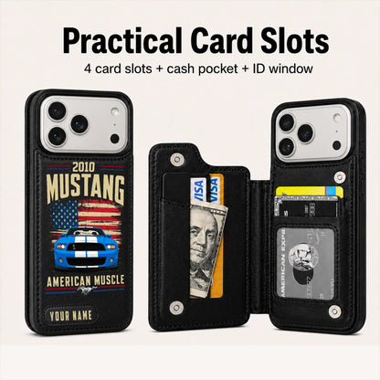 2010 Mustang Personalized Leather Wallet Phone Case