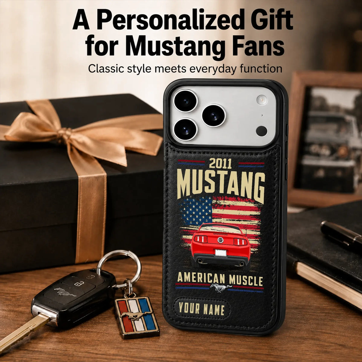 2011 Mustang Personalized Leather Wallet Phone Case