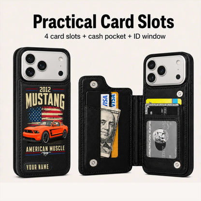 2012 Mustang Personalized Leather Wallet Phone Case