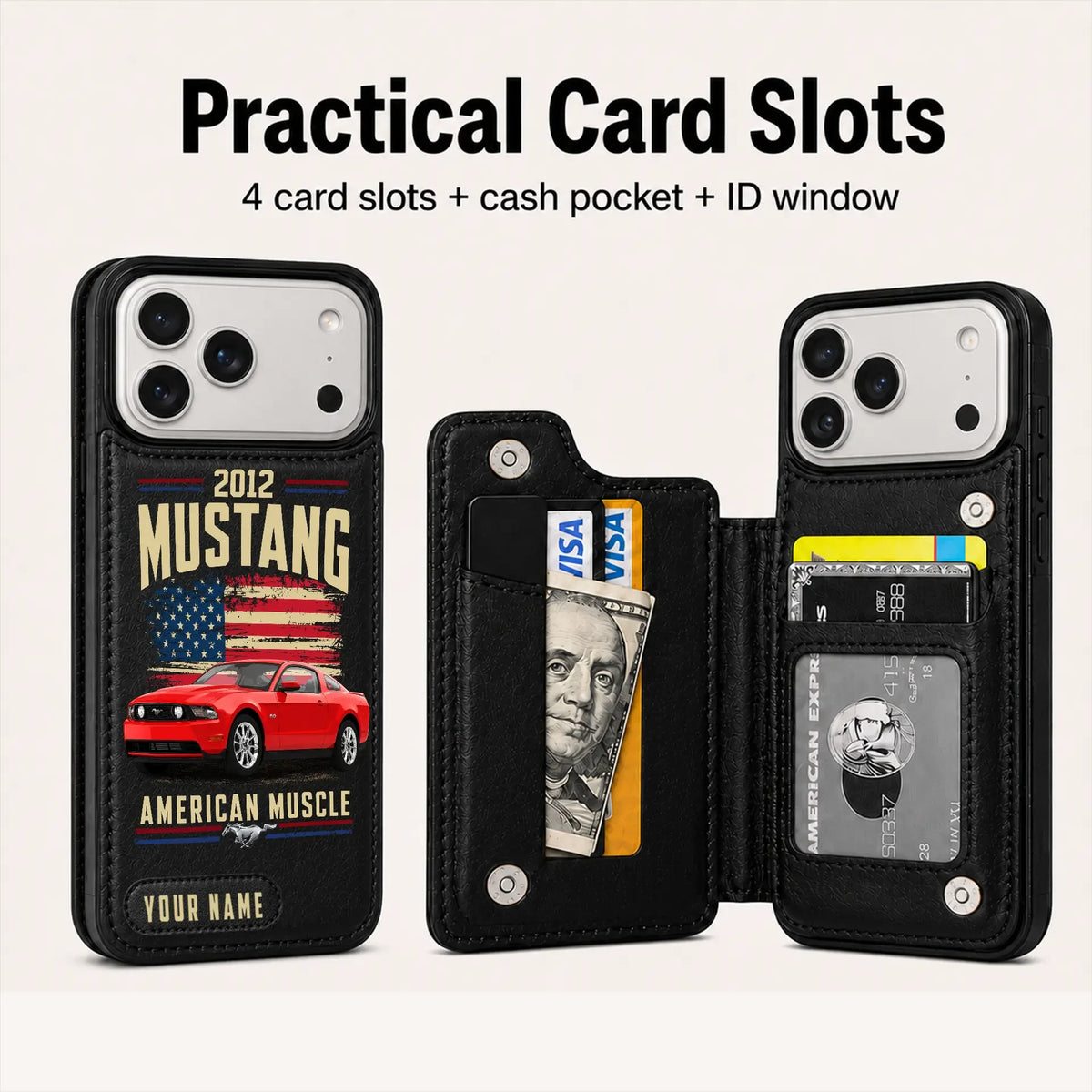 2012 Mustang Personalized Leather Wallet Phone Case