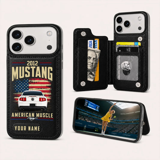 2012 Mustang Personalized Leather Wallet Phone Case