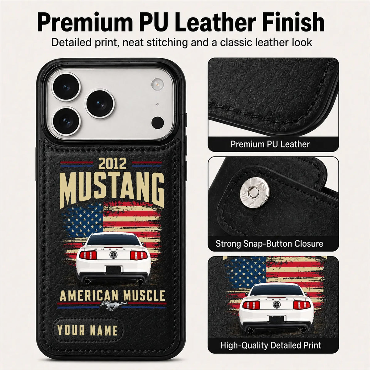 2012 Mustang Personalized Leather Wallet Phone Case