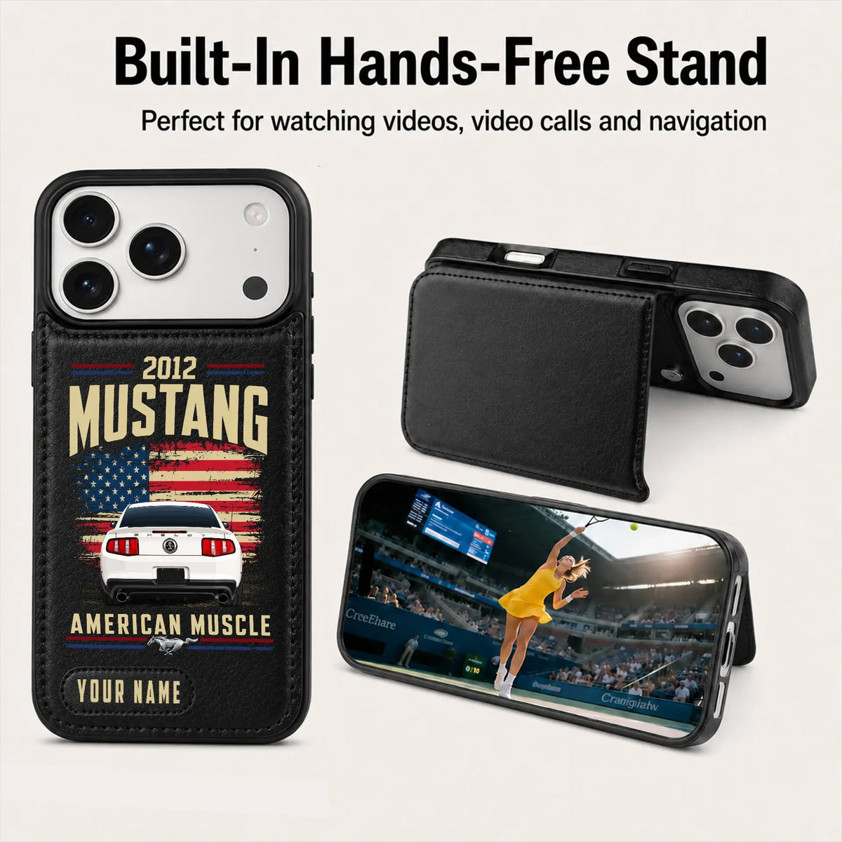 2012 Mustang Personalized Leather Wallet Phone Case