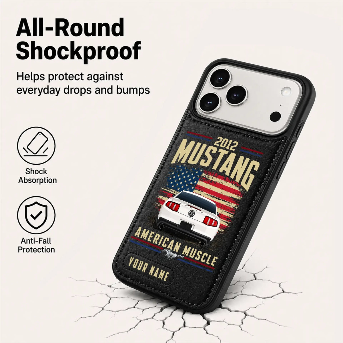 2012 Mustang Personalized Leather Wallet Phone Case