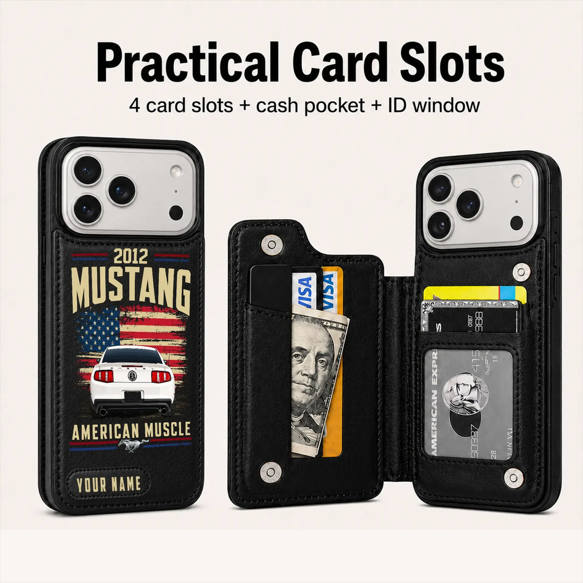 2012 Mustang Personalized Leather Wallet Phone Case